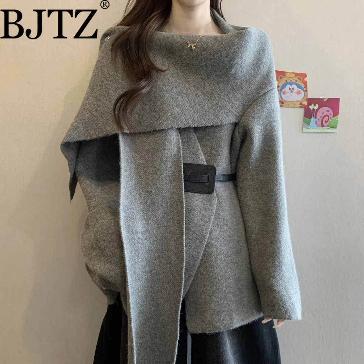 

BJTZ 2025 Autumn Women’s Collar Belted Cardigan Slim Fit Unique Design Casual Comfortable Elegant Minimalist Premium Knitwear