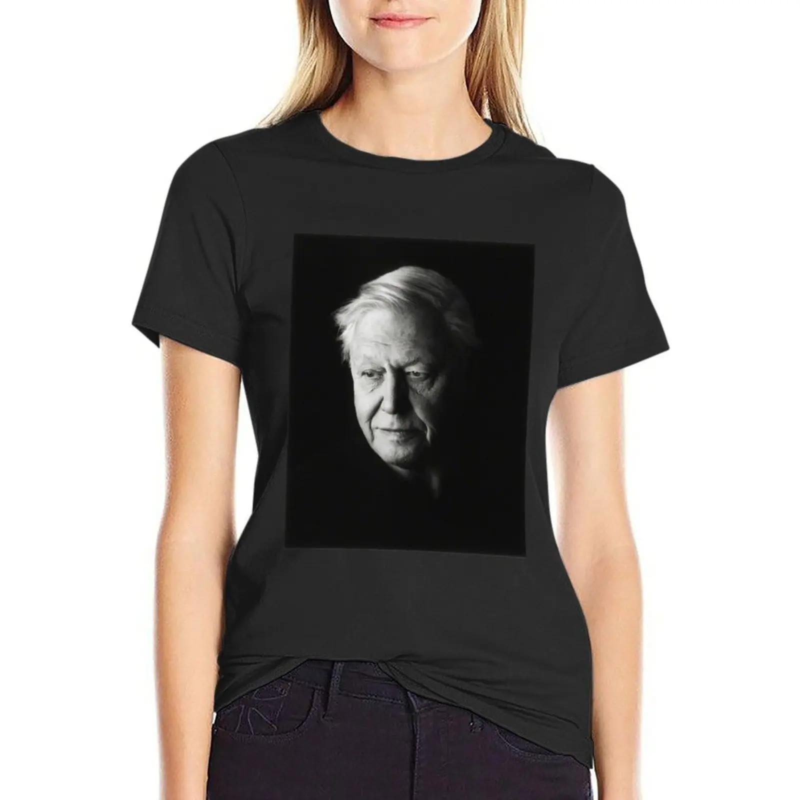 david attenborough black and white T-Shirt heavyweights sublime animal print hippie clothes t-shirts for Women graphic tees