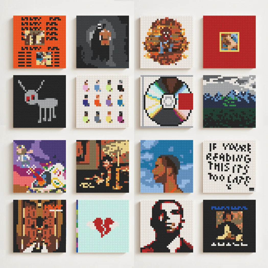

Rap Singer Kanye West Art Poster Pop Music Album Cover Home Wall Decoration Frameless Building Blocks Mosaic Brick Painting DIY
