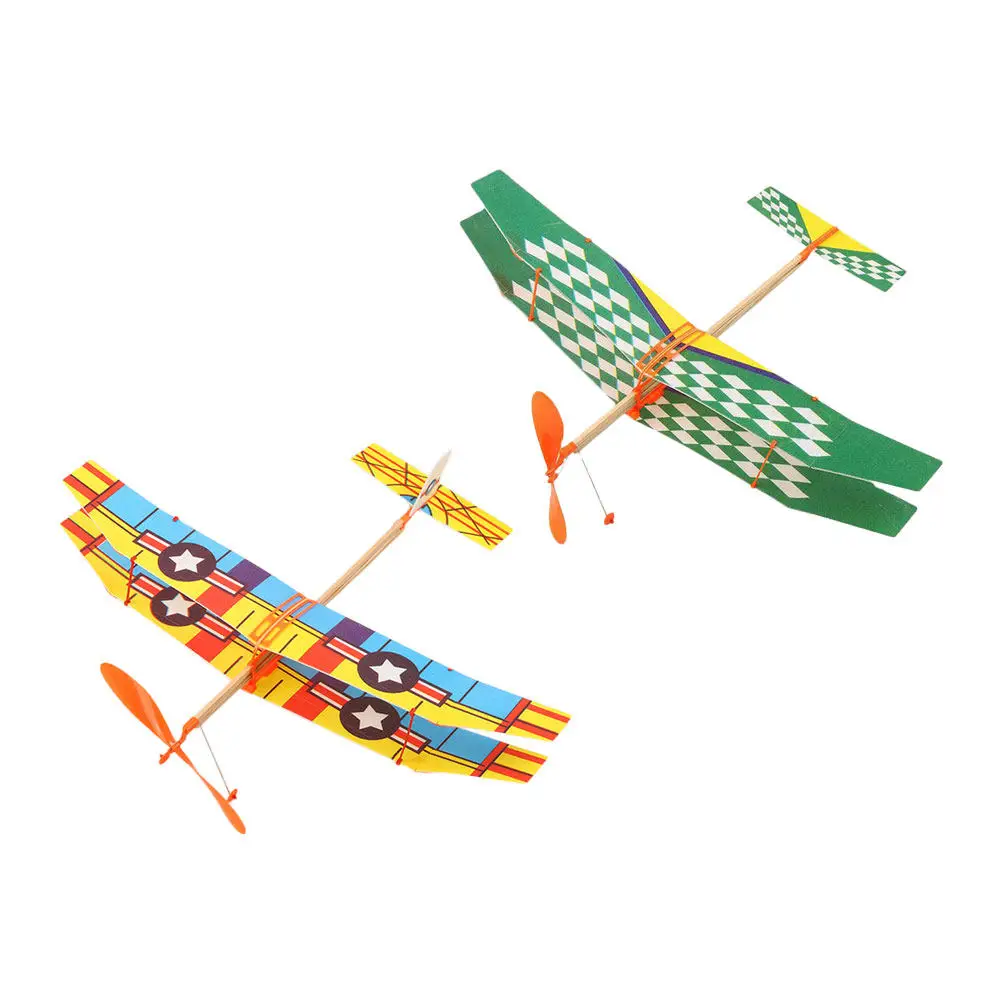 

2Pcs Rubber Band Powered Airplane Biplane DIY Educational Flying Glider for Kids Development Activity Airplane Toys