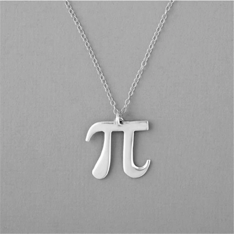 Stainless Steel Math Pi π Number Symbol Necklace 3.14 Initial Pai Letter Infinite Pendant Collar Choker for Teachers Students