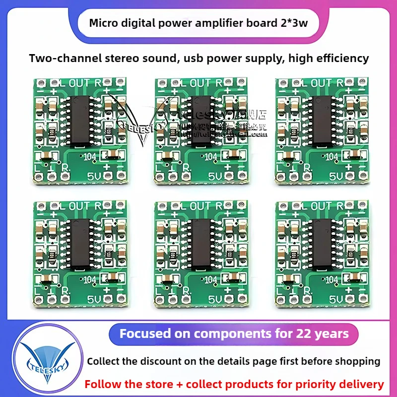 2 uds PAM8403 Audio 2x3W PAM 8403 Mini placa amplificadora de potencia Digital para módulo amplificador de Audio estéreo Clase D 2,5 ~ 5V alimentación USB