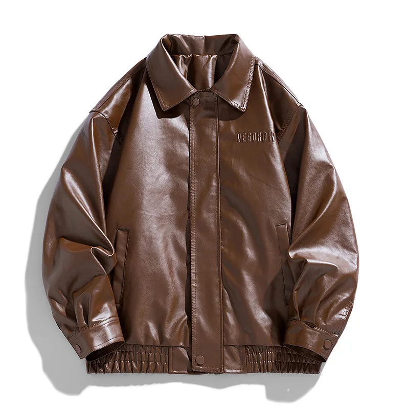

New men's PU leather jacket, stand-up motorcycle-style jacket, leather jacket for casual wear, high-quality durable jacket