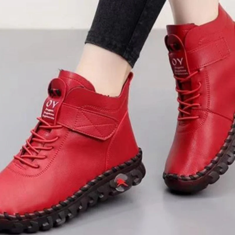 2023 Winter Women Boots PU Thick Short Plush Solid Boots Furry Lace up Ladies Shoes Waterproof Snow platform Boot Botas Mujer