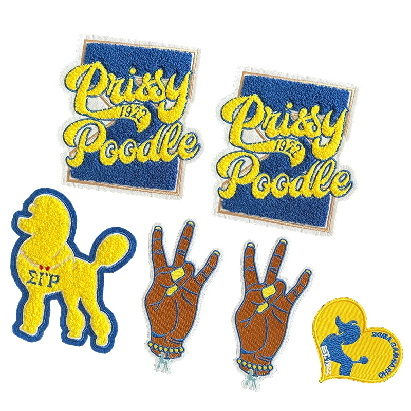 Chenille Sorority Hand Sign Ladies of Greek Iron on Patches for Hoodies, Sigma, Gamma, Rho, I Am Rhoyalty, Prissy, Poodle