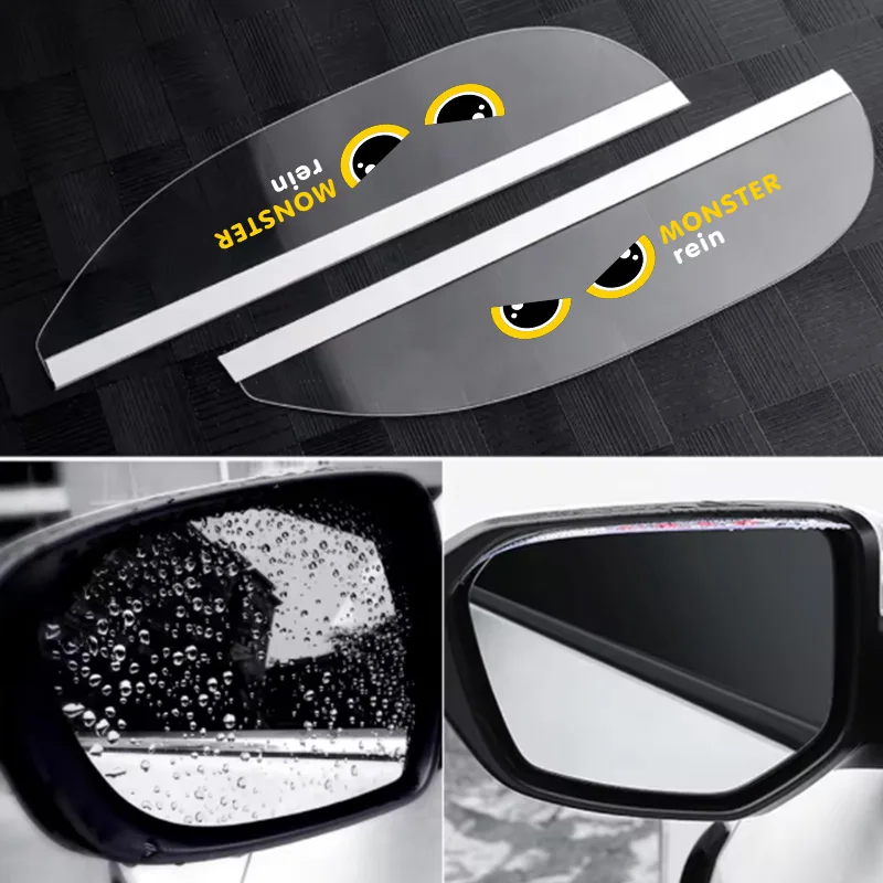 Transparent Car Rearview Mirror Rain Shield, Yellow Devil Eye Rain and Snow Protection, Sunshade, Rain Shield, Transparent Rainproof Car Mirror Waterproof Shield