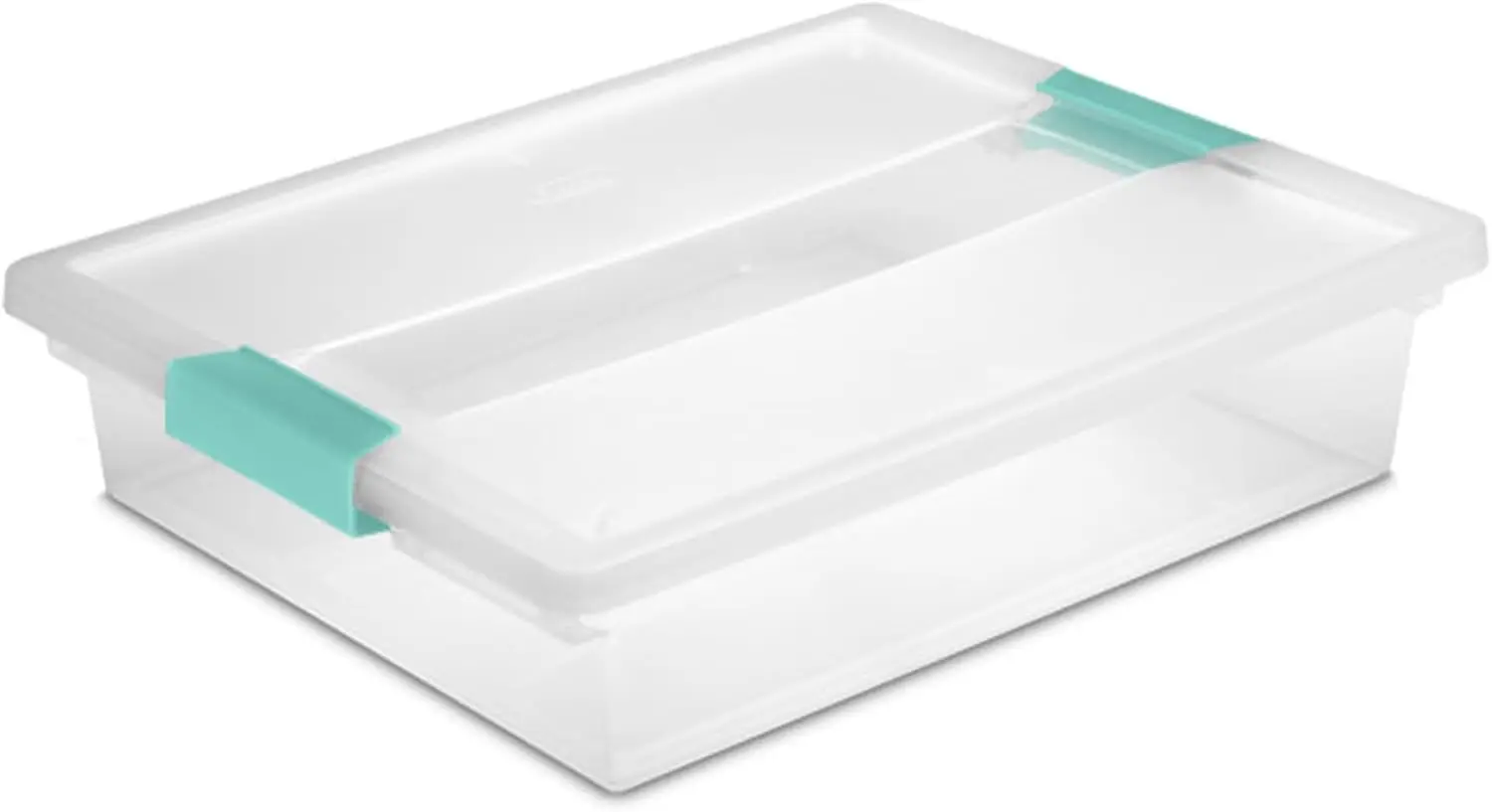 Small Storage Bin with Latching Lid, Plastic Container to Organize Paper, Office, Clear Base and Lid, 18-Pack