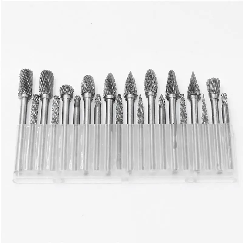 DT35BG Rock Carbide Burr Set 1/8In Shank 20PCS Die Grinder Tool Rasp Wood Carving Bits for Metal Wood Weld Grinding Deburring