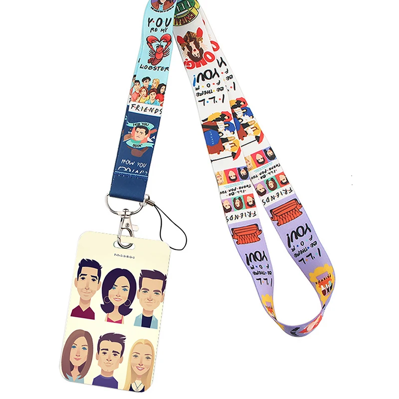 Animation Fashion Friends TV Show Lanyard Credit Card ID Holder Bag Student Women Travel Card Cover Badge Car Keychain