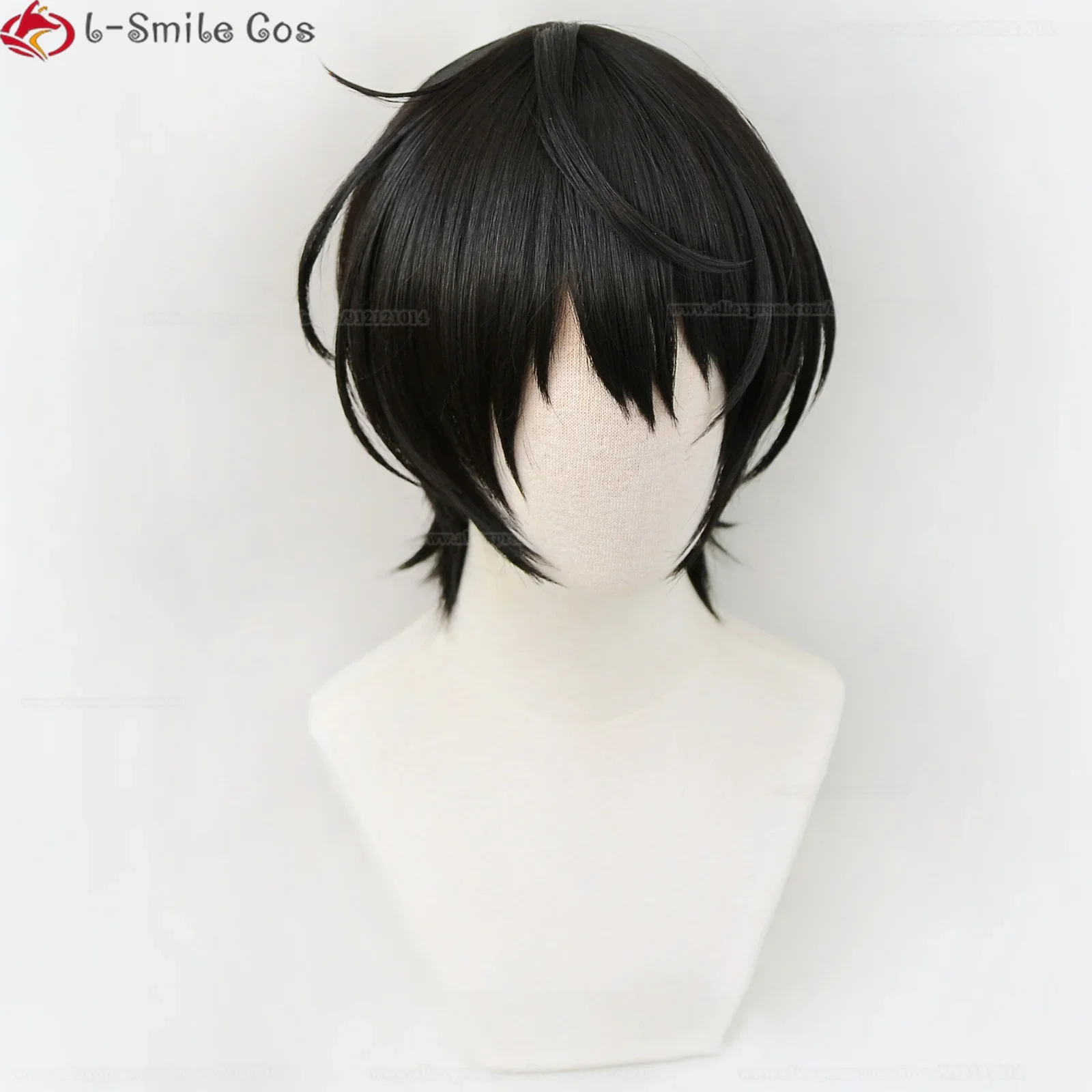 Game Sakuma Ritsu Cosplay Wig ES Sakuma Ritsu Wig Short Black Heat Resistant Hair Sakuma Rei Party Wigs + Wig Cap