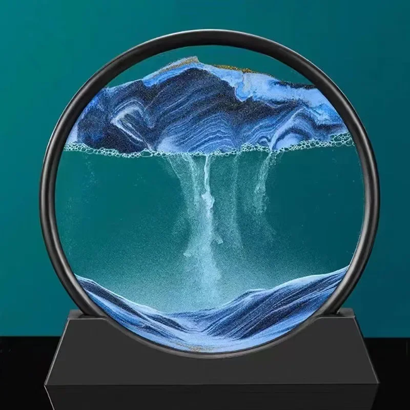 3D mobile sand painting round glass deep sea sand scene hourglass quicksand crafts mobile sand painting office home decoration g