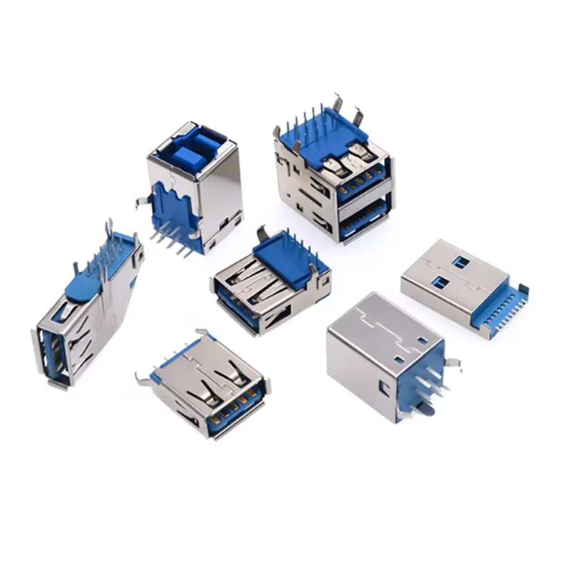 

5 шт. USB 3.0 Type A (штекер) - Type B (гнездо) 90 градусов SMD, высокоскоростной интерфейсный разъем