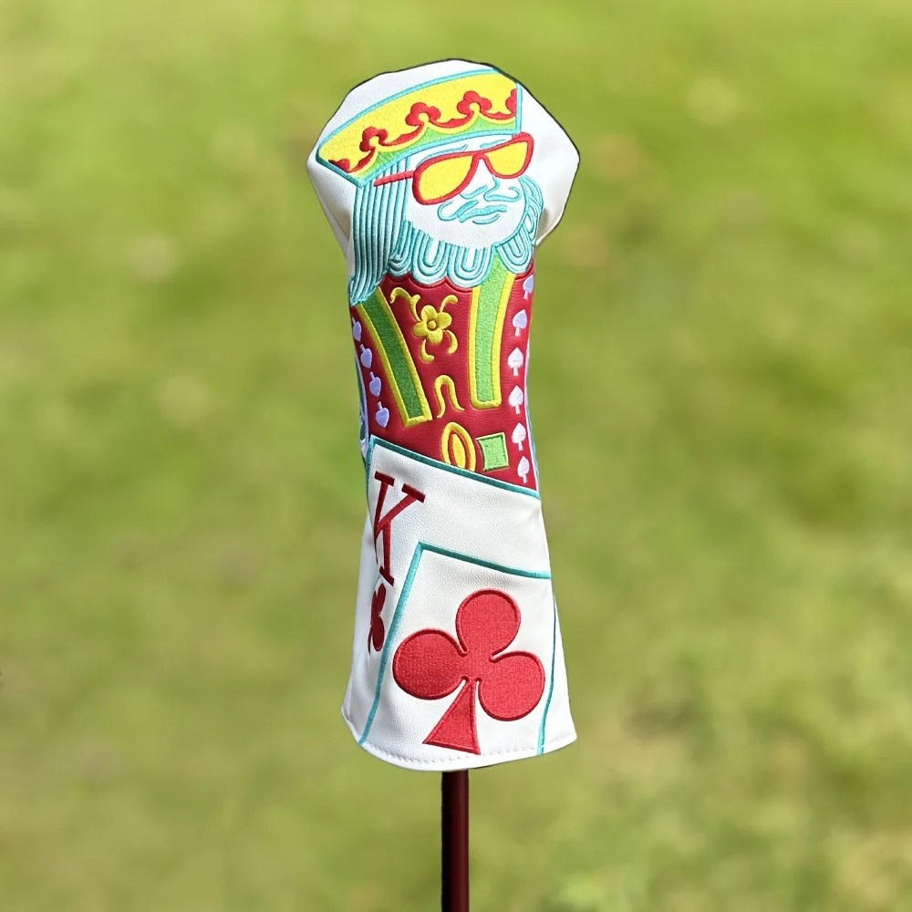 Poker JQK Embroidered Golf Club Head Covers For Hybrid Driver Fairway WoodGolf Club Iron Head Covers With Magnetic Buckle