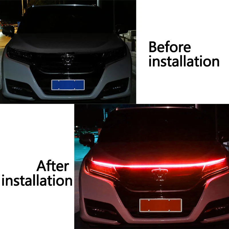 Drl led Hood decorativo turn LED light strip flessibile silicone light strip Car Cover Atmosphere light strip Daytime running lamp