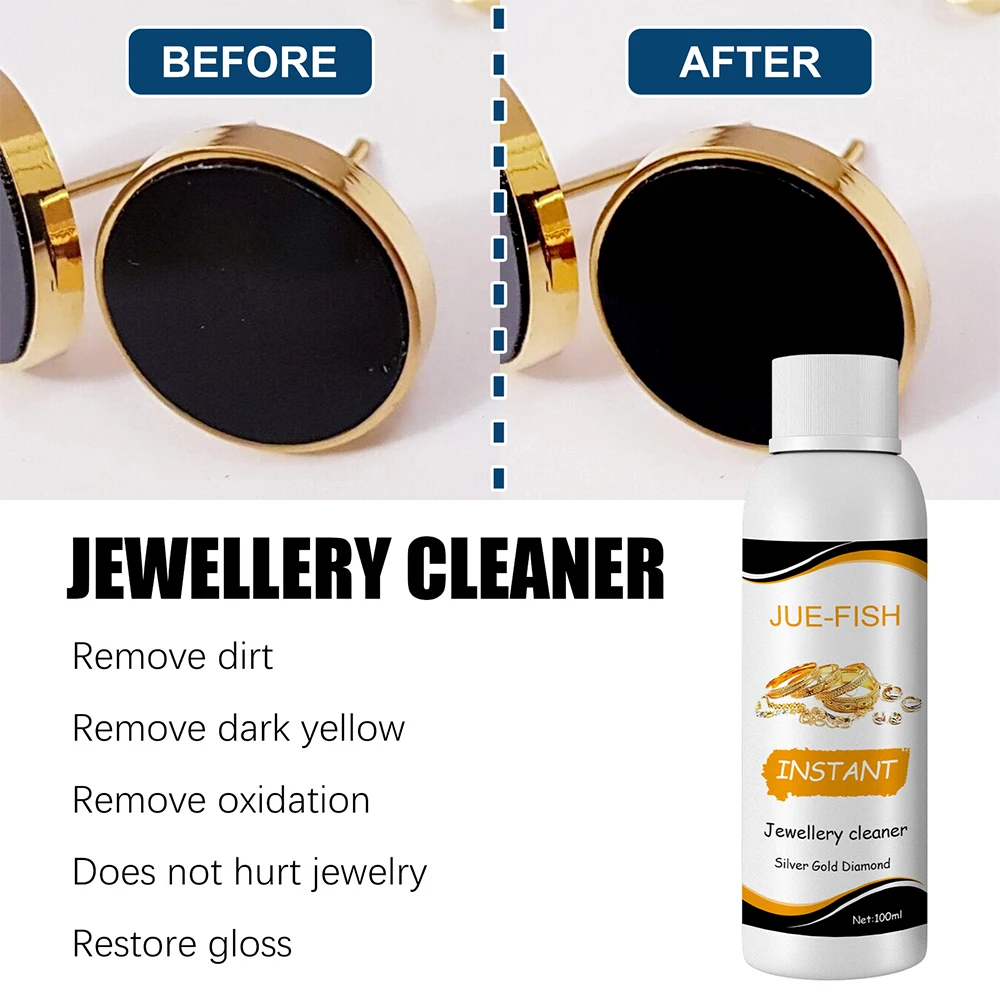 100ml Jewelry Cleaner Silver Jewelry Necklace Ring Clean Polishing Spray Ring Care Washing Fluid Multi-Function Cleaner