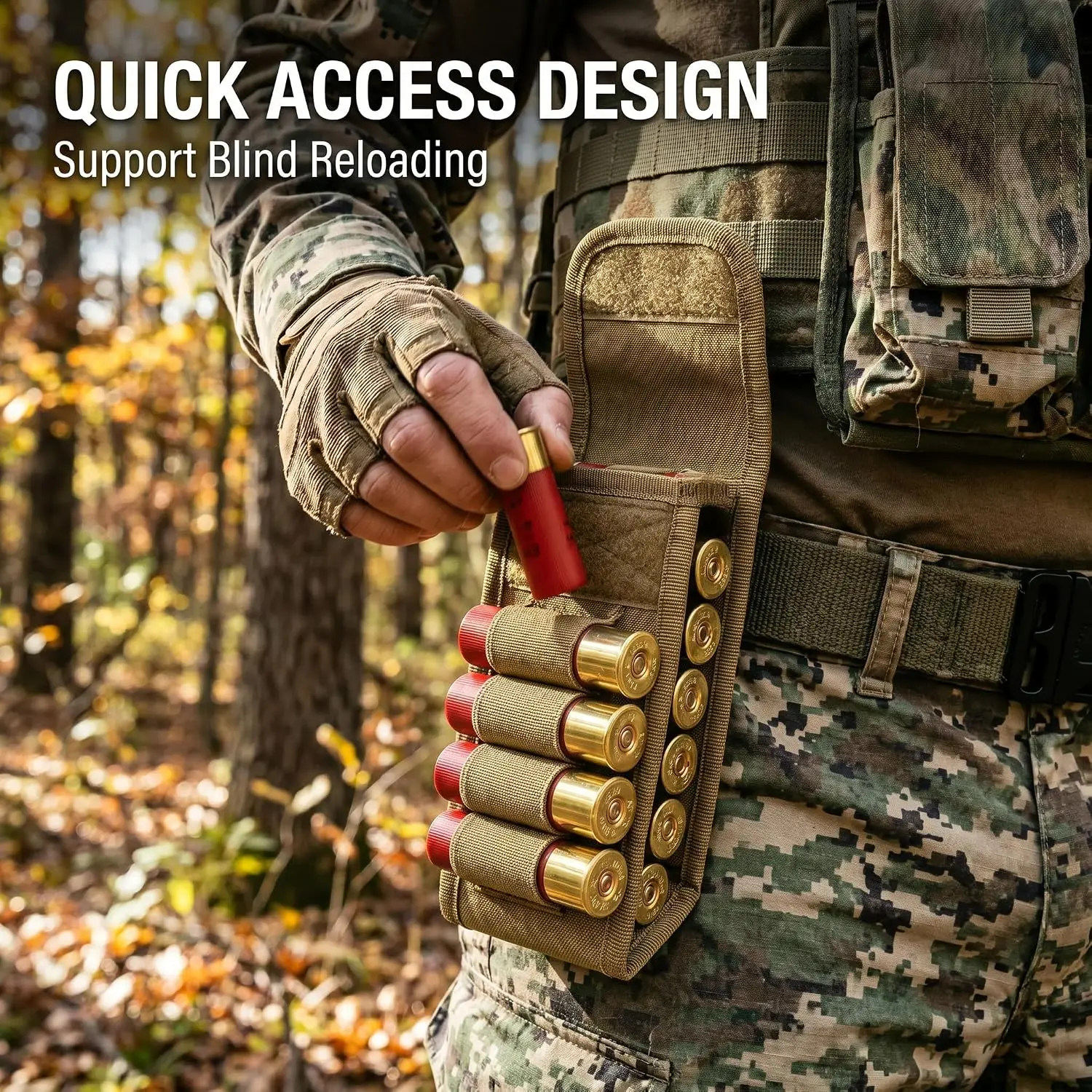 Tactical 16‑Round Shotgun Shell Holder Pouch,  Molle Compatible Ammo Storage Pouch for Hunting Shooting Outdoor Gun Accessories view 2