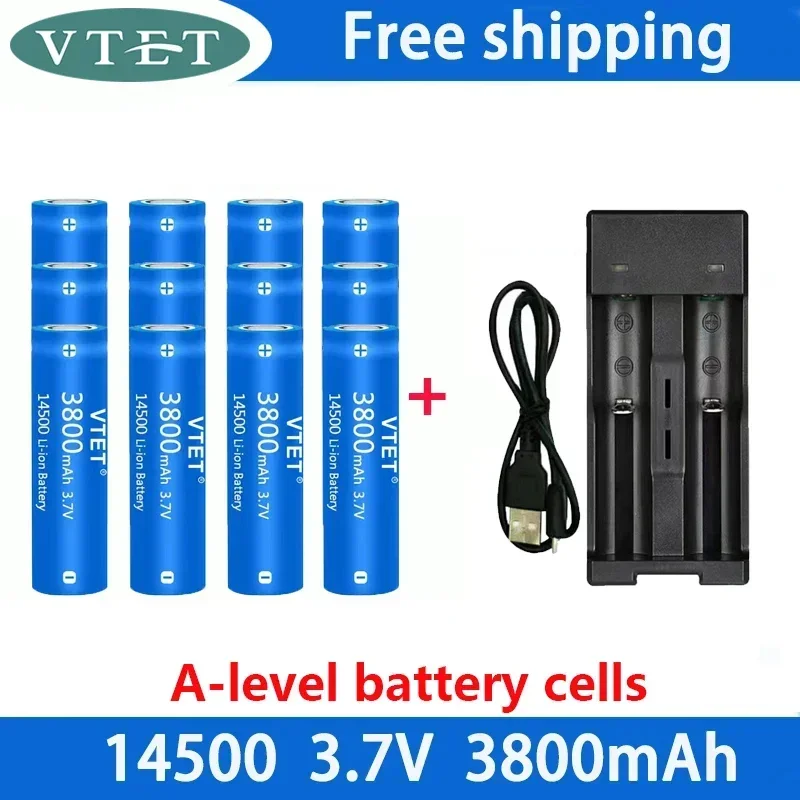 14500 Battery 3.7V Large Capacity 3800mAh Lithium Ion Battery, Used for Electric Toothbrush, Razor, Barber Rechargeable Battery