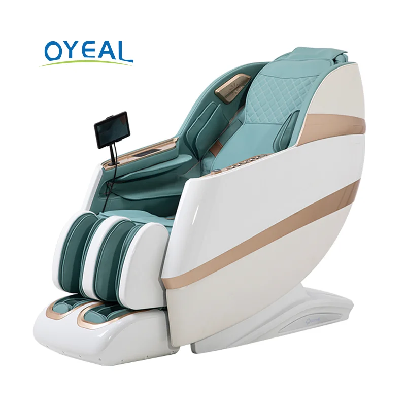 Luxury Personal Shiatsu Zero Gravity Massage Chair Green SL Pu Leather Rolling Chair Modern Style