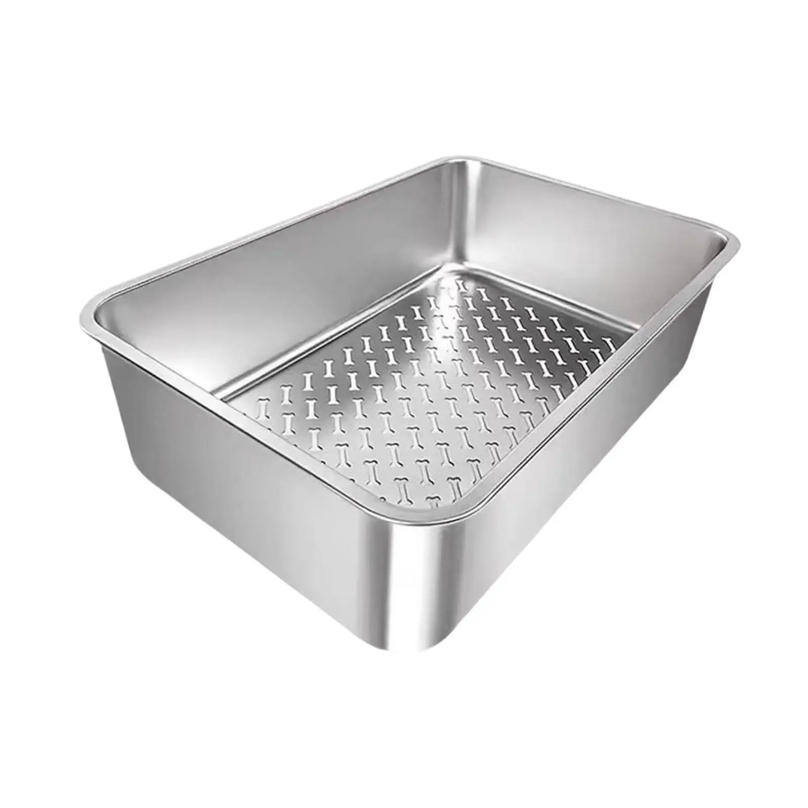 

Cat Litter Box Stainless Steel Litter Tray for Indoor Cats Rabbits