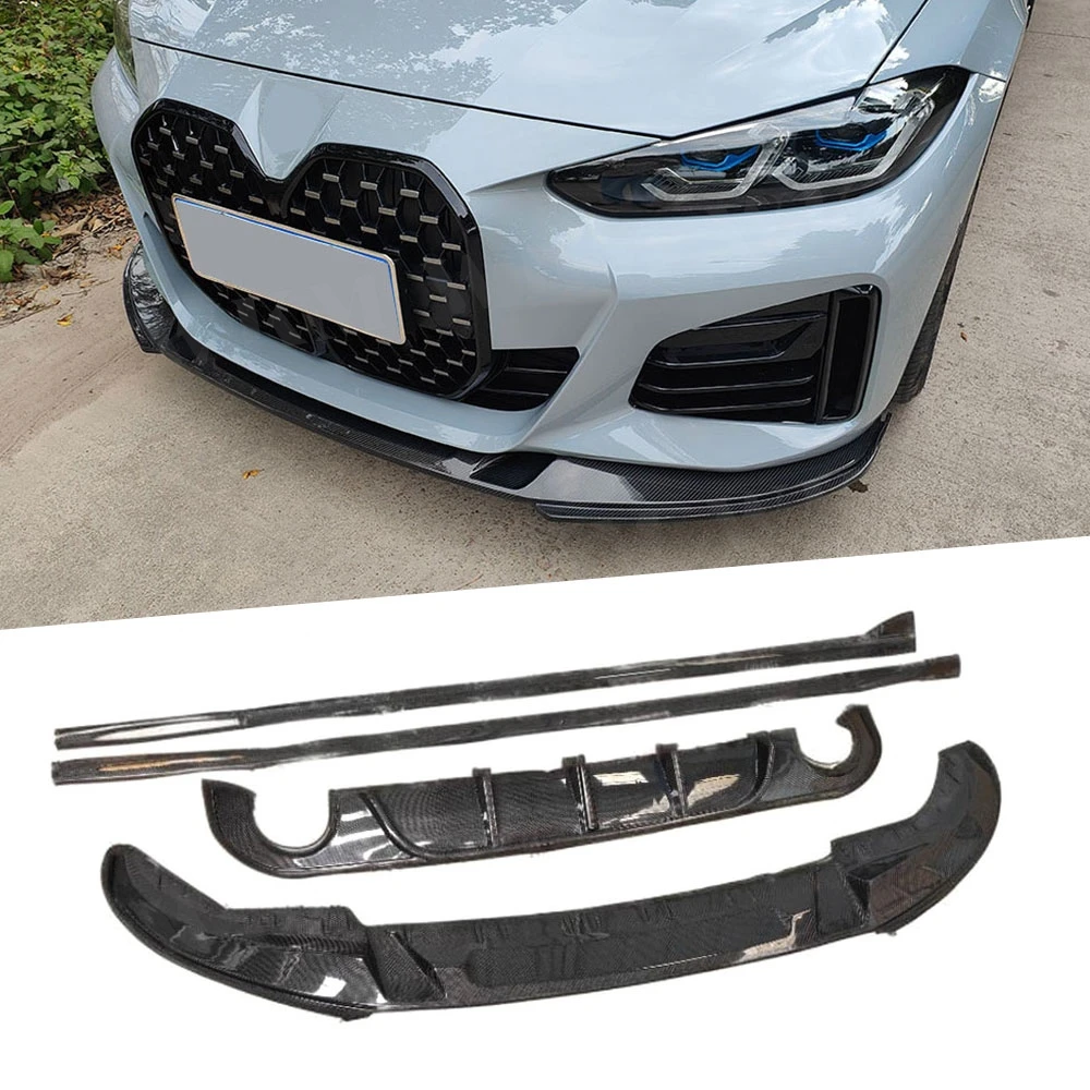 

For BMW 4 Series G26 425i M Sport 2020+ Carbon Fiber Front Lip Side Skirts Rear Diffuser Lip Body Kits Car Styling