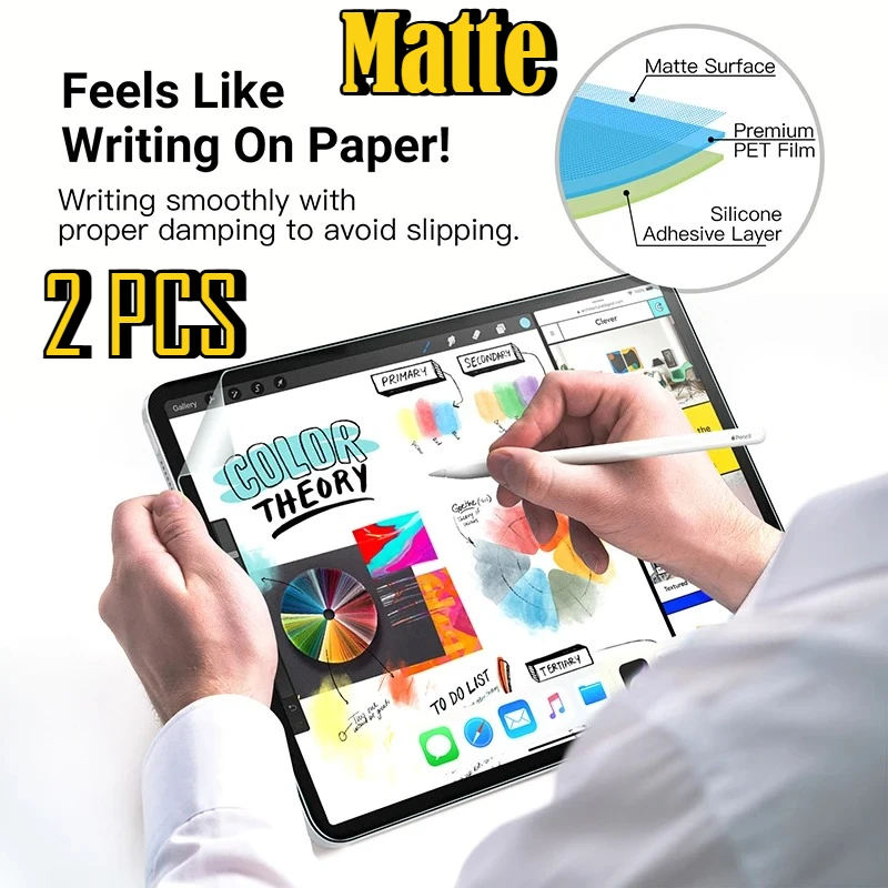 

2pcs Paper Screen Protector Like Film for IPad Air 8 11/13 M4 A16 11th 10th 5 4 Mini 7 6 Pro M5 13 12.9 11 10.2 " Matte Soft PET