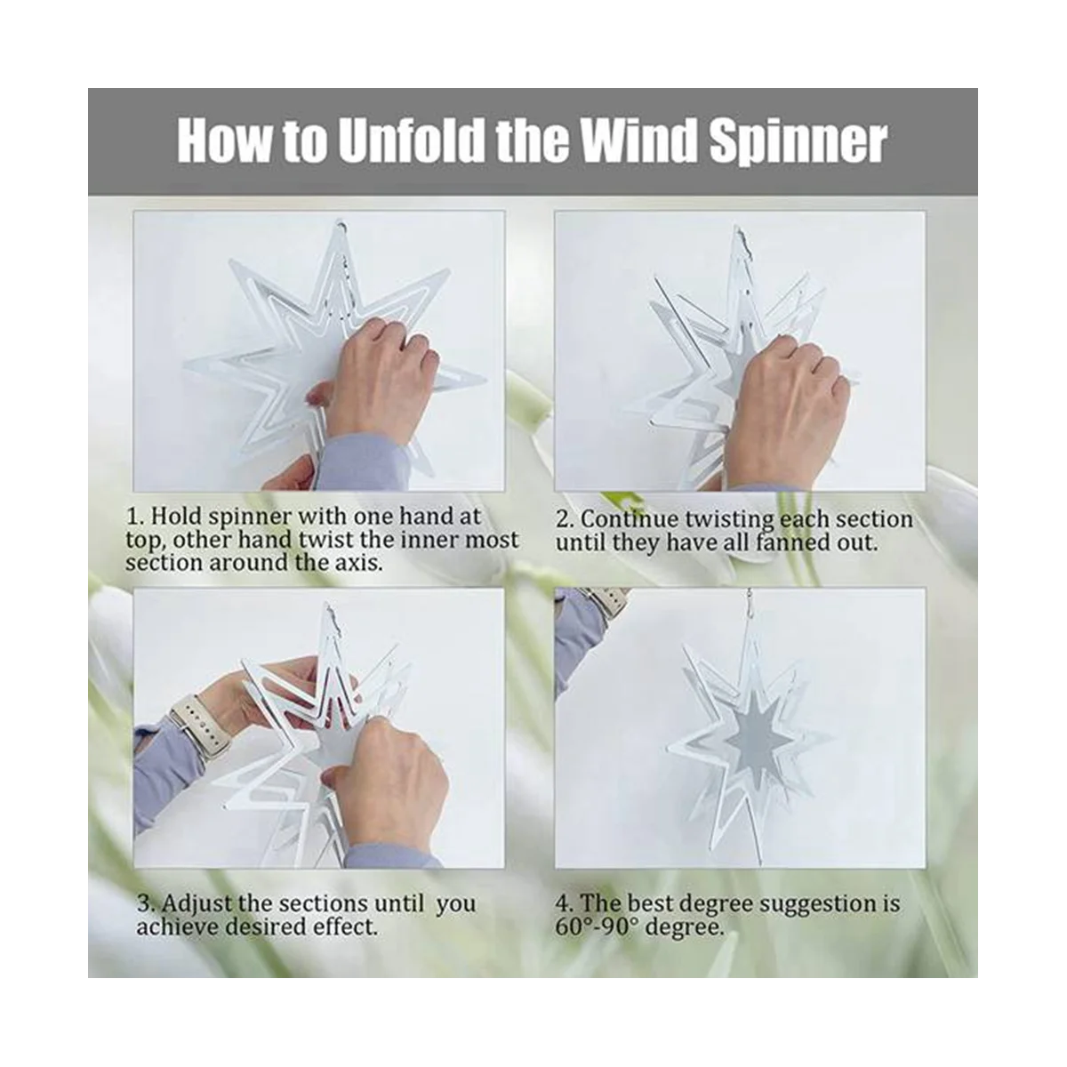 4 Pack 8 Inch Sublimation Wind Spinner Blanks 3D Aluminum Metal Wind Sculpture Kinetic Spinners for Yard and Garden image 2