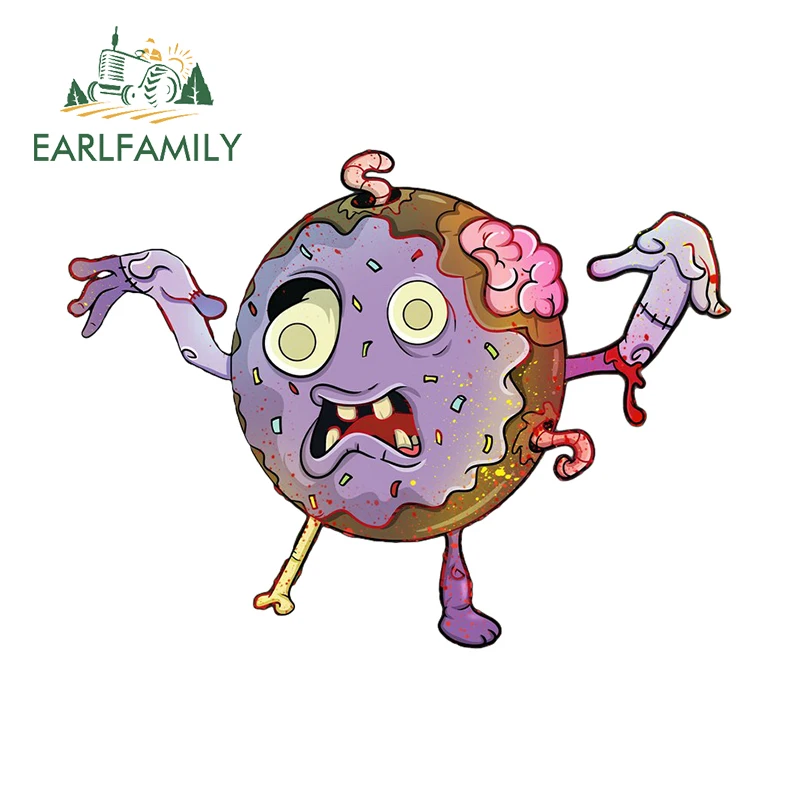 EARLFAMILY 13cm X 9.8cm Doughnut Anime Zombie Car Stickers Creativite Amusing Rearview Mirror Windshield Decal DIY Decoration