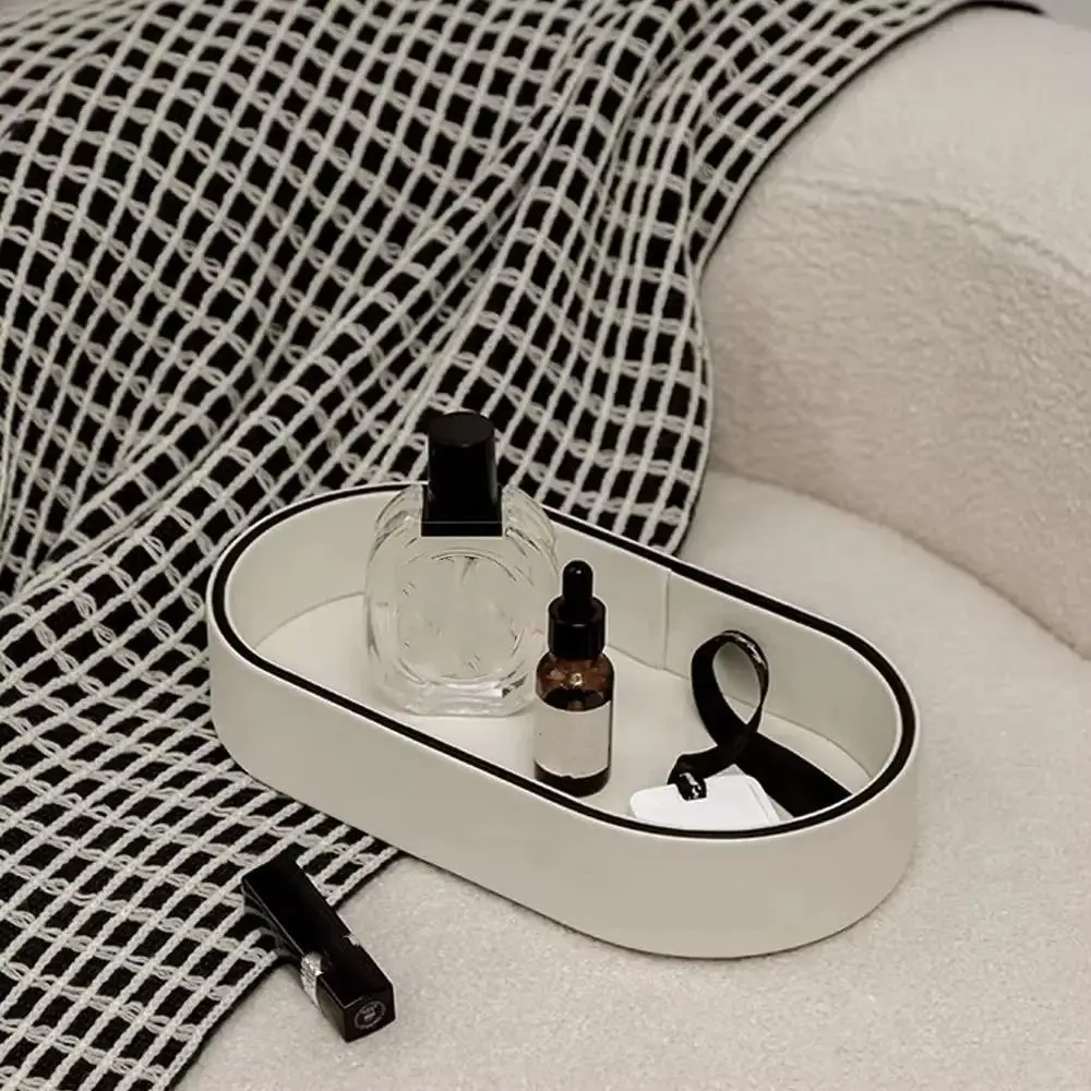 

Коробка-органайзер для украшений из искусственной кожи, коробка для хранения для дома и гостиной, поднос для хранения, декор для комнаты, настольный лоток для косметики и мелочей