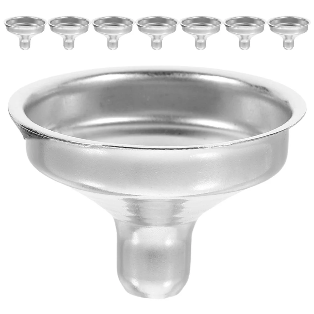 8 Pcs Stainless Steel Funnel Liquid Transferring Portable Oil Funnels Kitchen for Filing Bottles Vinegar Metal