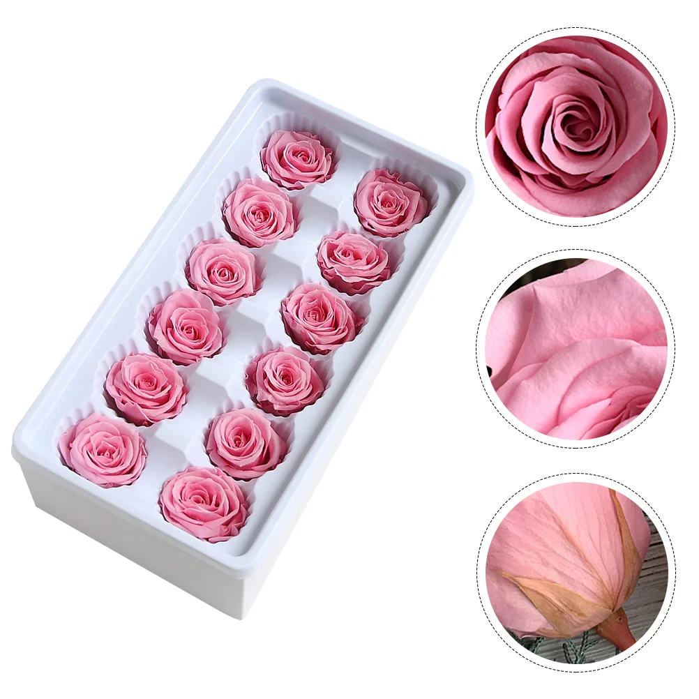12 Pcs/Box Preserved Flower Rose Bouquet Valentines Day Decorations Hand Make Flowers Crafts Fake Roses Classical Forever