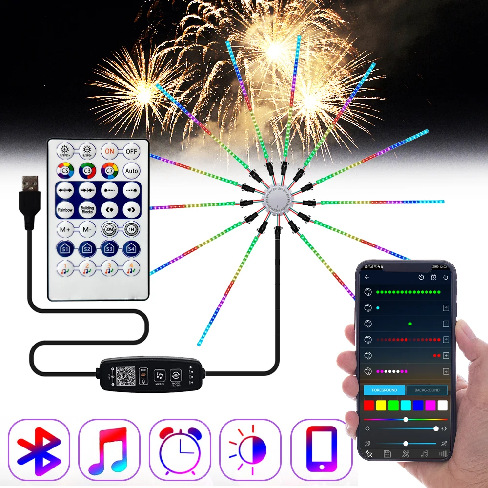 DC5V WS2812B luci per fuochi d'artificio WS2812 modulo striscia Led indirizzabile individualmente Bluetooth Mic Controller musicale 10/12/13 canali