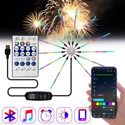 Dc5v ws2812b fogo de artifício luzes ws2812 individualmente endereçável módulo de tira led bluetooth mic música controlador 10/12/13 canais