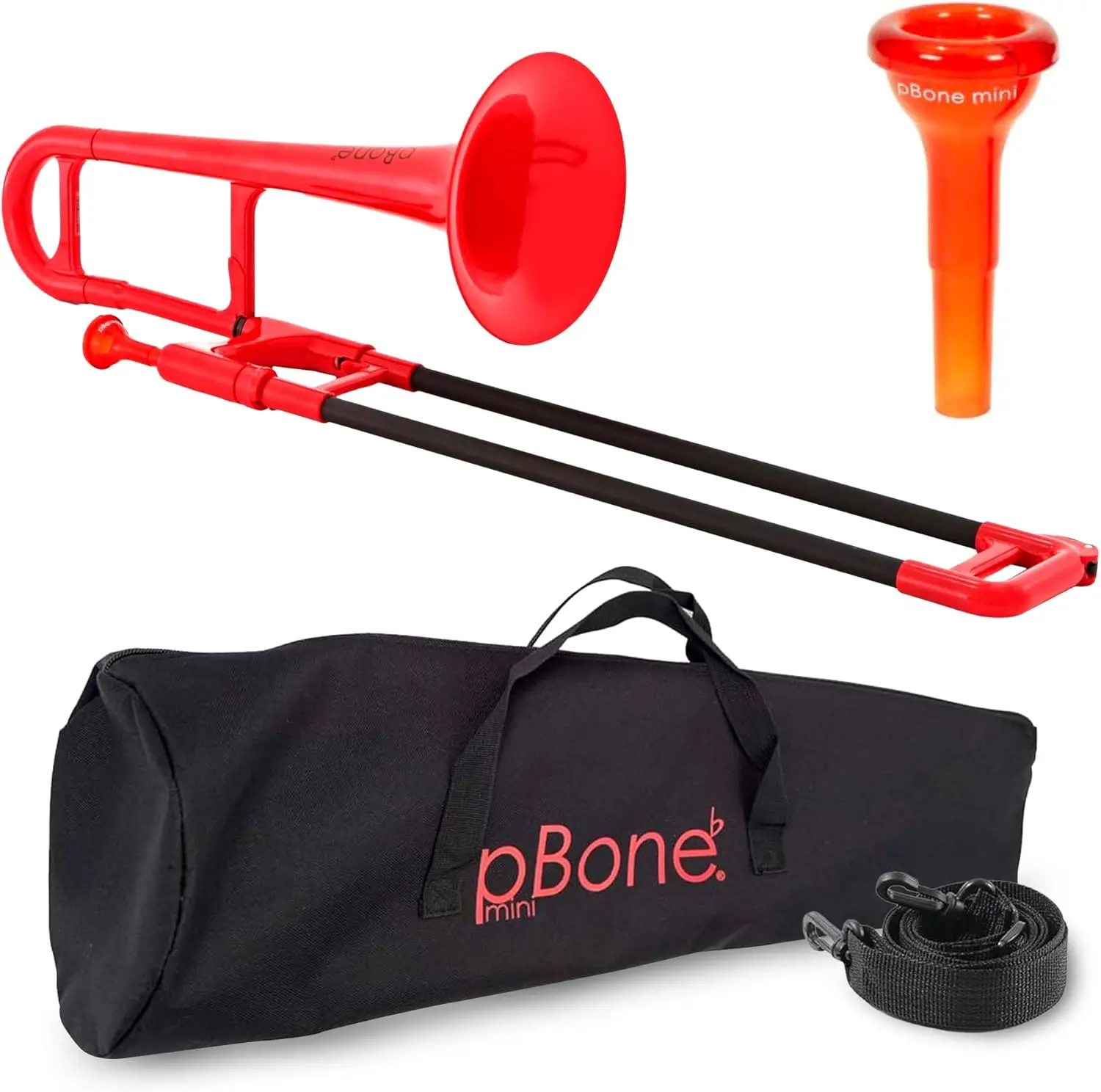 Plastic Kids one Mini Trombone - Mouthpiece & Carrying Bag- Lightweight Versatile, Comfortable Ergonomic Grip- Eb