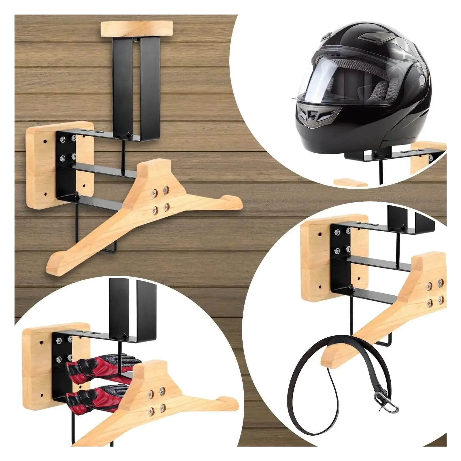 Motorcycle helmet hanger with cap and gear