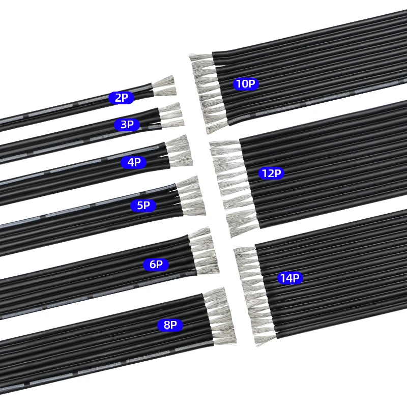 1 ~ 10 متر 30/28/26/24/22/20 AWG سلك متوازي من السيليكون الناعم 2P/4P/6P/8P/10P/12P/14P كابل نحاسي مرن مقاوم لدرجات الحرارة العالية