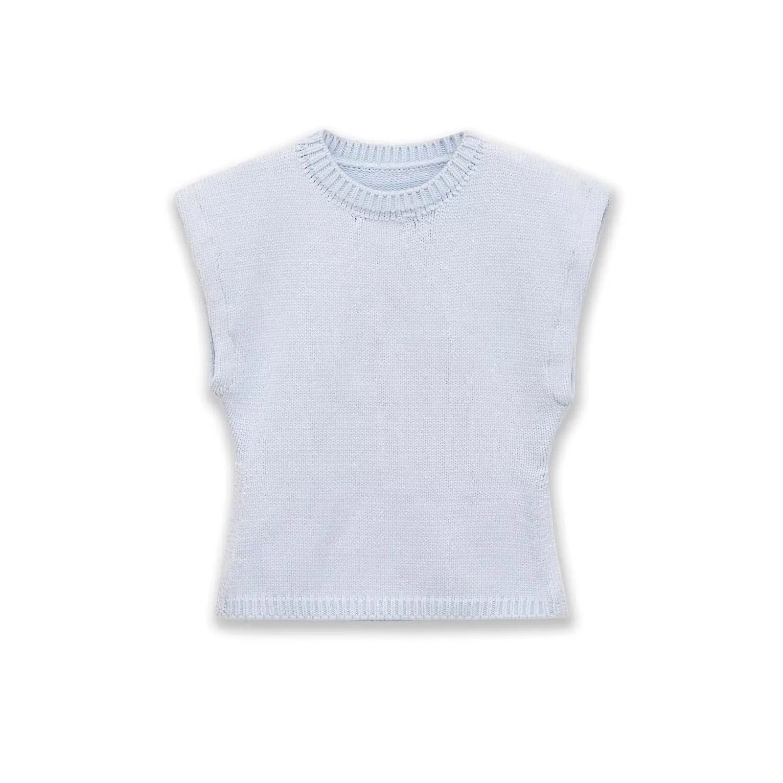 

WOMAN 2026 Summer New Fashion Shoulder-shaping Cropped Knitted Vest Sweater Retro O Neck Casual Female Waistcoat Chic Tops