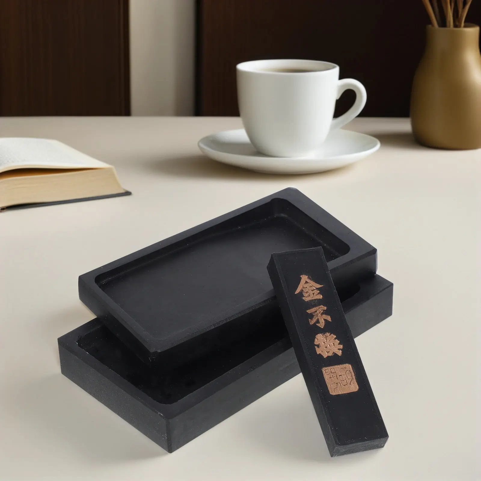 

1 set 1 Set Chinese Calligraphy Set Natural Stone Inkslab 5Inch 4Inch Ink Stick For Painting Writing New Year Couplets Portable