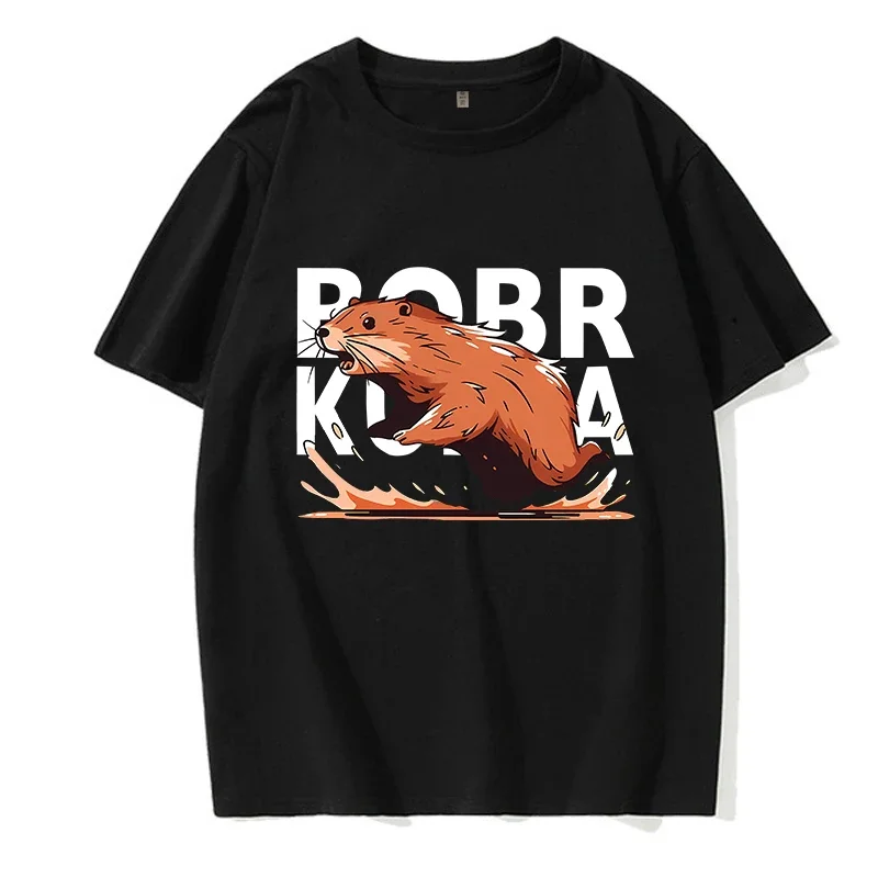 90s Cartoon Bobr Kurwa Grunge T-shirt Funny Kurwa Bober Mange T-shirt Harajuku Y2k Tees Tops Men Fashion EU Size T Shirt Clothes