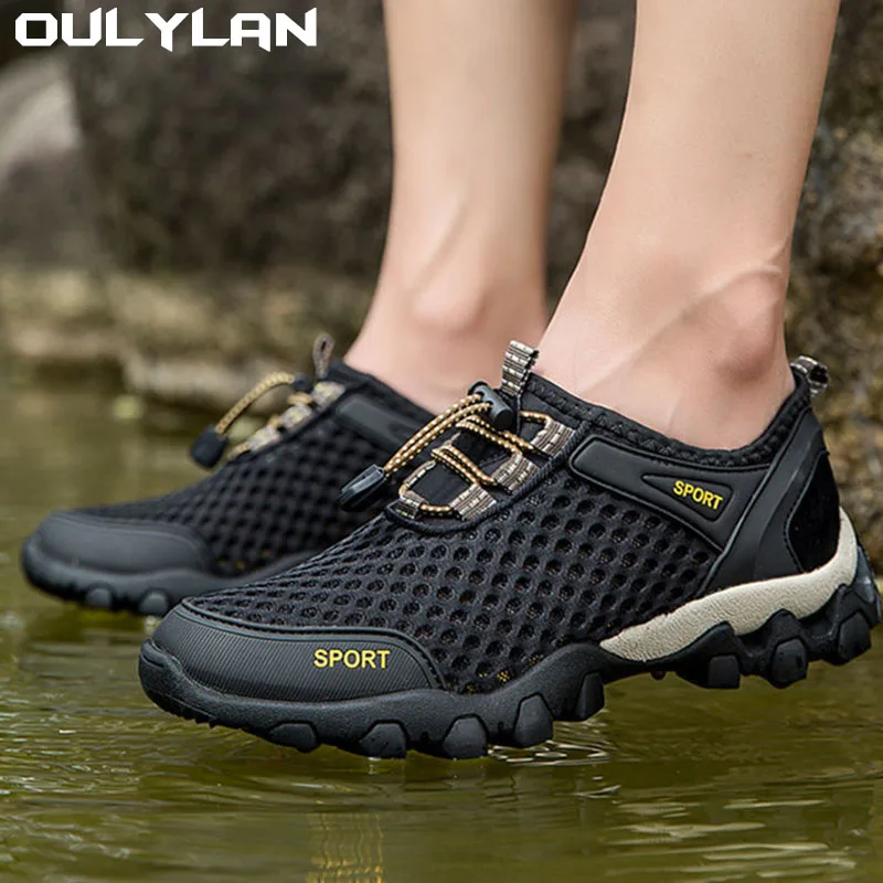 OULYLAN Hiking Shoes Men Trekking Mountain Sneakers Male Outdoor River Fishing Walking Camping Trail Shoes for Spring Summer