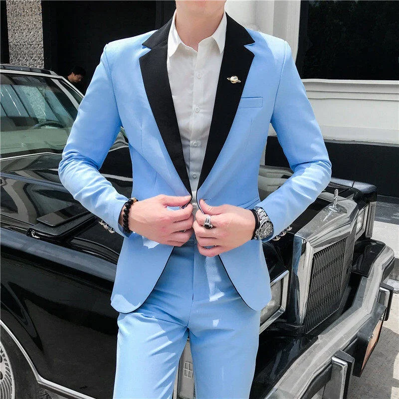 

Loose Casual Men's Suiting Set Spring Autumn New Korean Style Fashionable Urban Single Button Notched Lapel Standard Fit