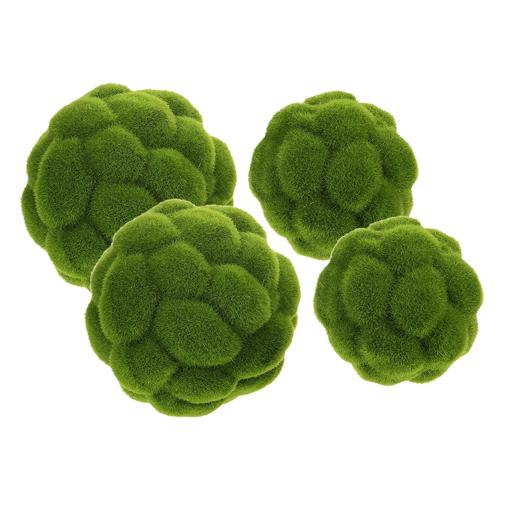 

4pcs Artificial Moss Ball Green Faux Hanging Decorative Plants For Centerpiece Bowls Garden Wedding Display Outdoor Indoor