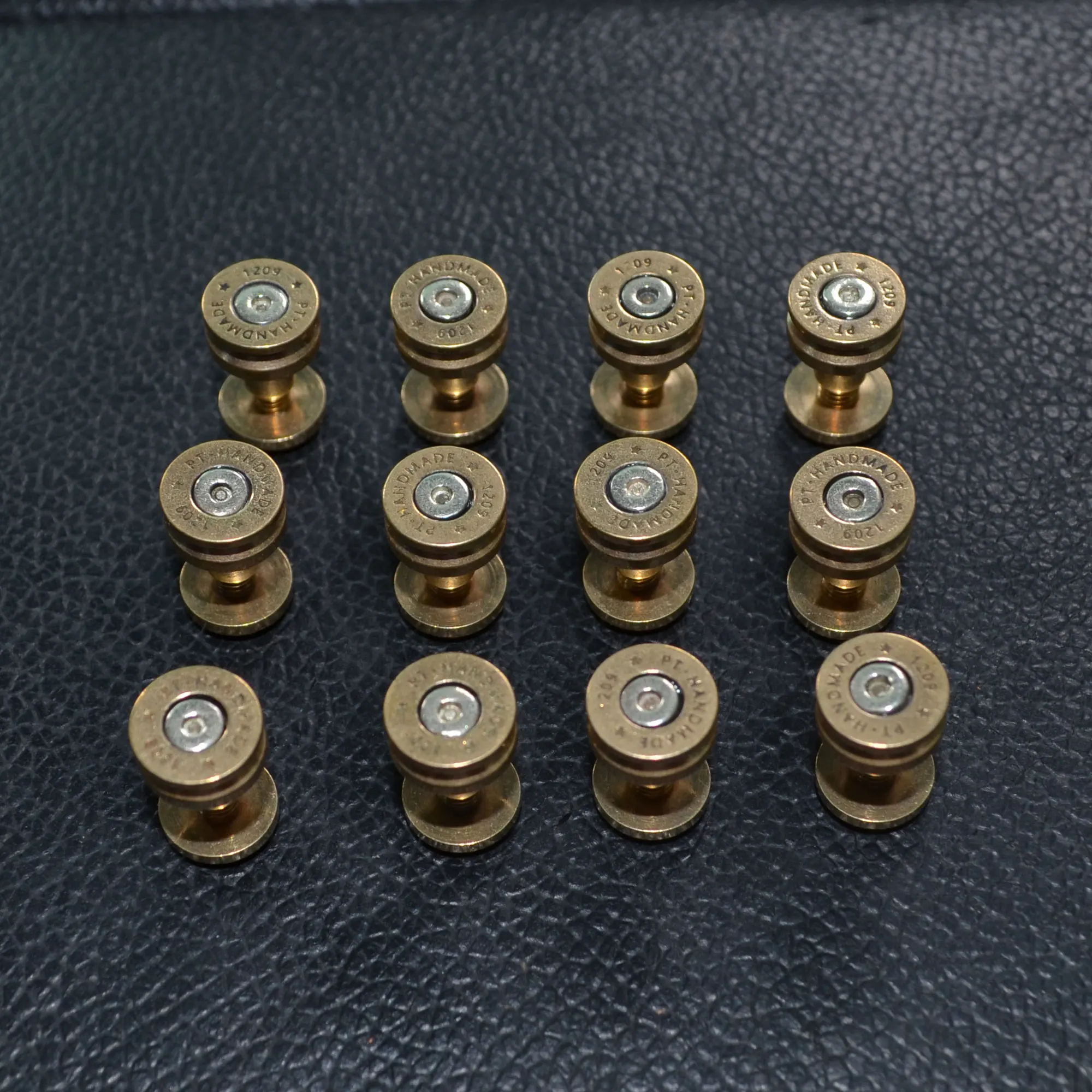 12 pcs  Brass Bullet shape Rivets Fastener Leather accessories Screw Post, Conchos DIY Wallet accessories, NO.2 Stud height 4mm