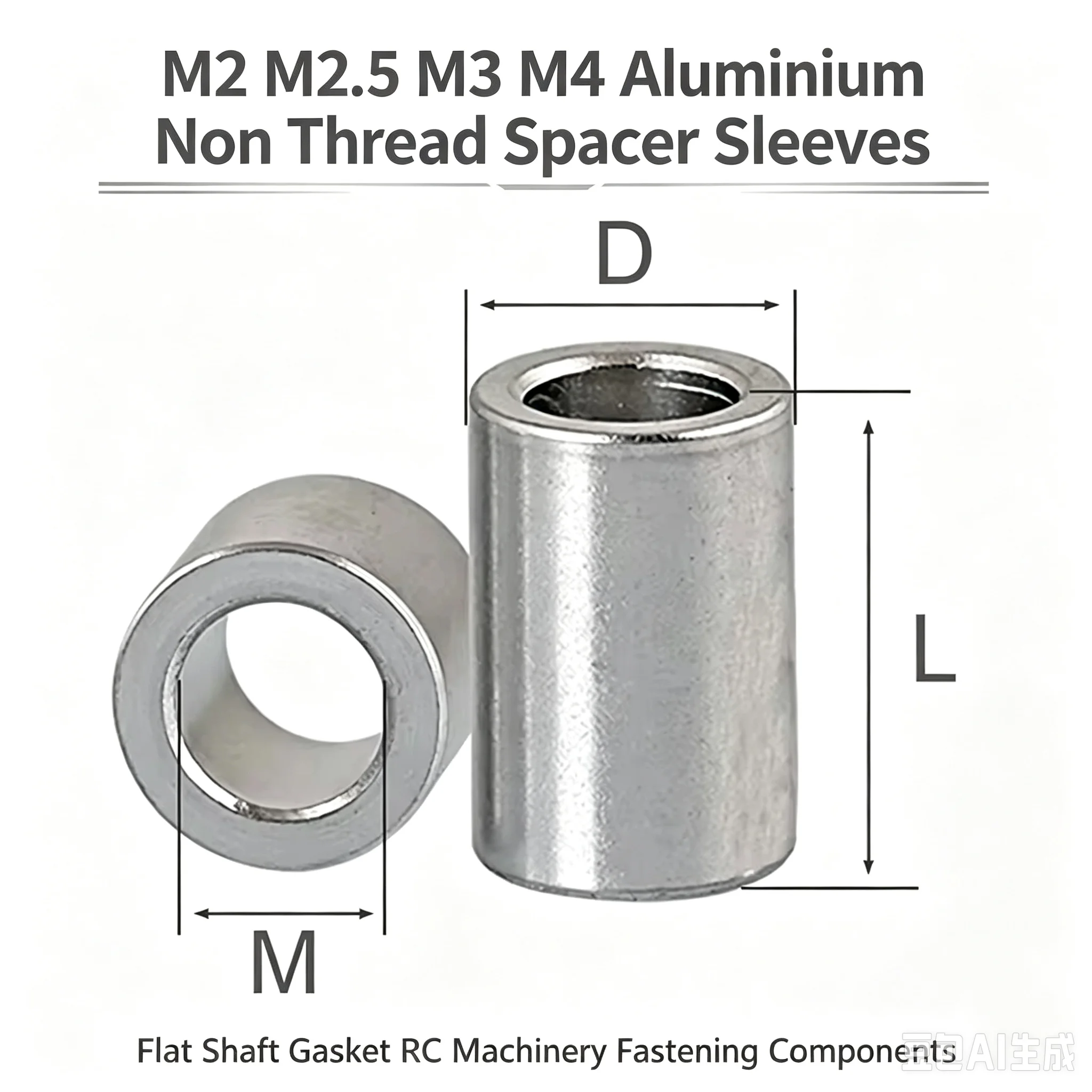 M2 M2.5 M3 M4 Aluminium Non Thread Spacer Sleeves Flat Shaft Gasket RC Machinery Fastening Components