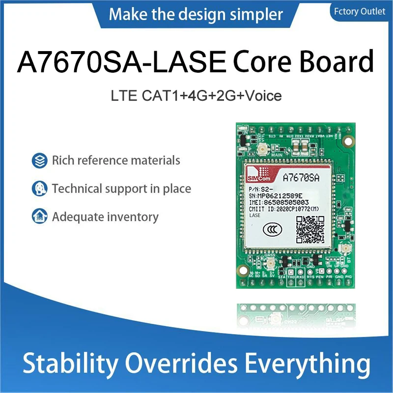 SIMcom A7670SA-LASE A7670SA-FASE A7670E A7670E-LASE A7670E-FASE A7670G-LABE CAT1 Core Board , with voice GPS(optional)1pcs