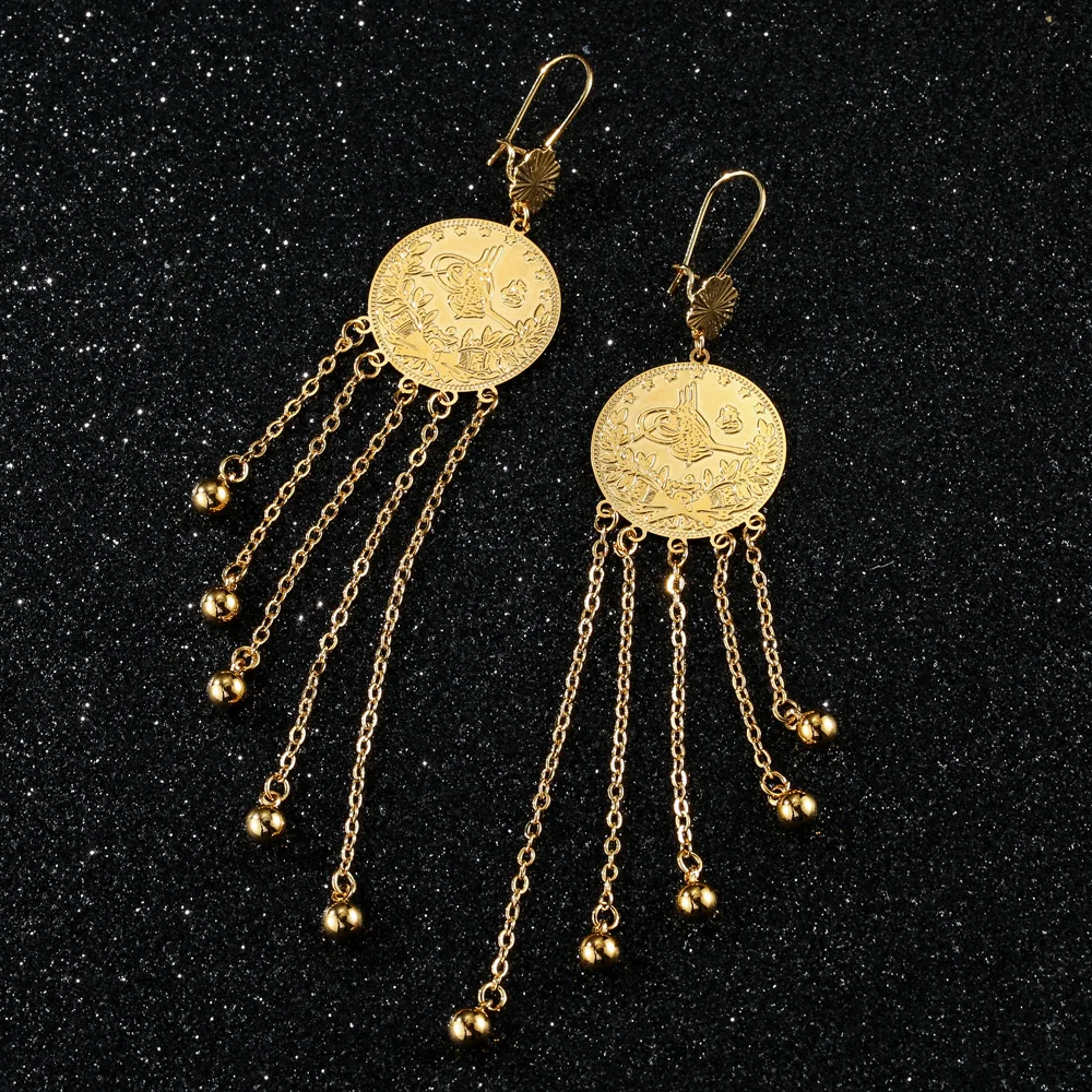 Muslim Ancient Coins Fashion Earrings Luxury Ladies Earrings Arabic Currency Symbol Earrings Luxury Quality Jewelry Vintage