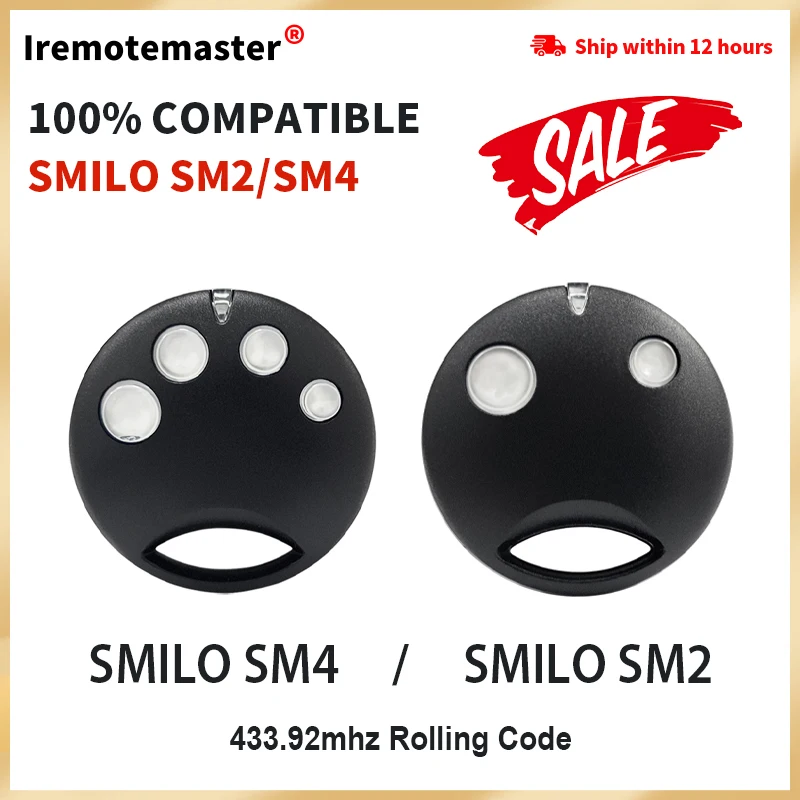 

For SMILO SM2 / SMILO SM4 Remote Control Compatible Replacement Garage Door Opener 433.92mhz Rolling Code