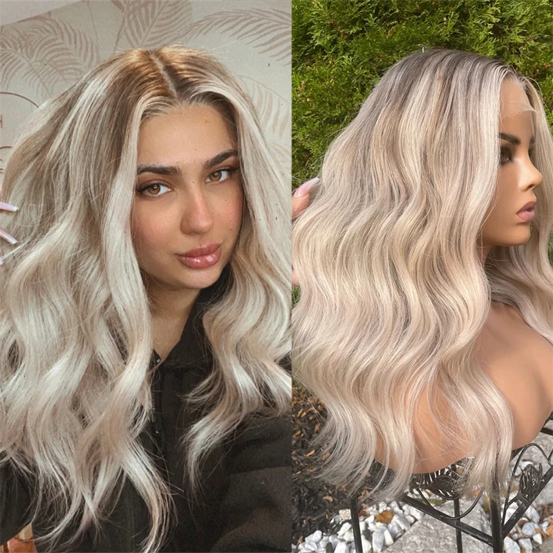 

Highlight Wig Human Hair Platinum Blonde Colored Lace Front Human Hair Wigs For Women Pre Plucked Body Wave Lace Frontal Wigs