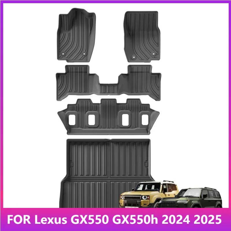 

For Lexus GX550 GX550h 5seat Model 2025 2024 Car Floor Mats Trunk Backrest Pad TPE 3D Anti Slip Foot Mat Protect Black