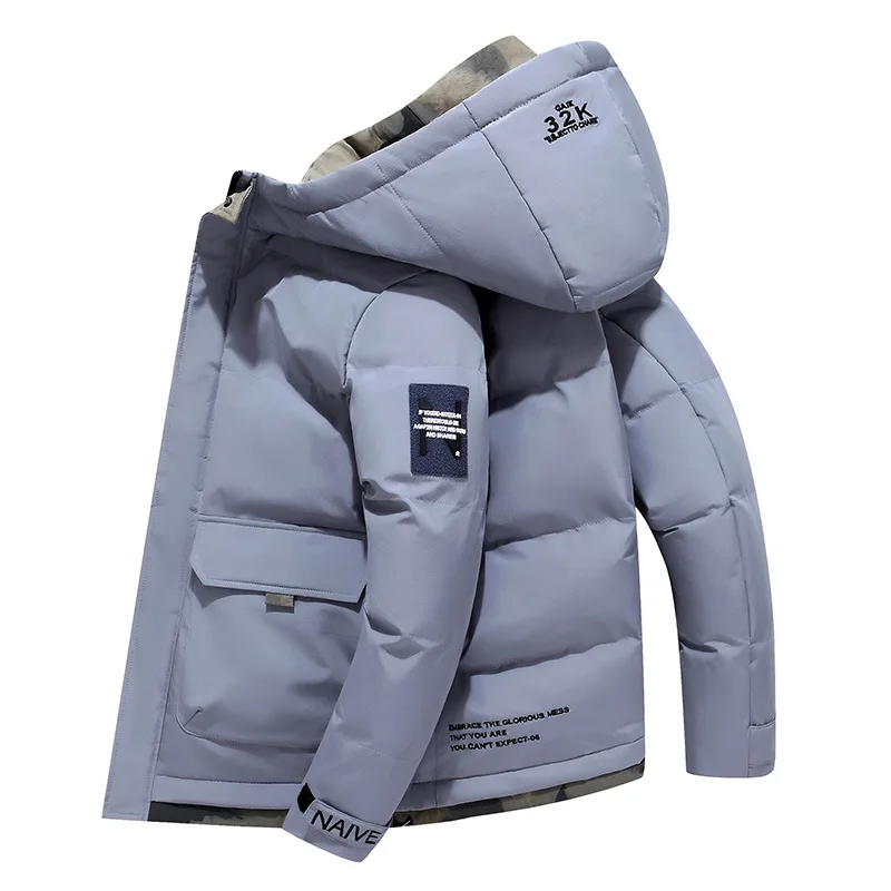 2025 Winter Men's Cotton-padded Short Jacket Thickened Cotton Coat Korean Version Trendy Down Cotton Hooded Jacket High Quality