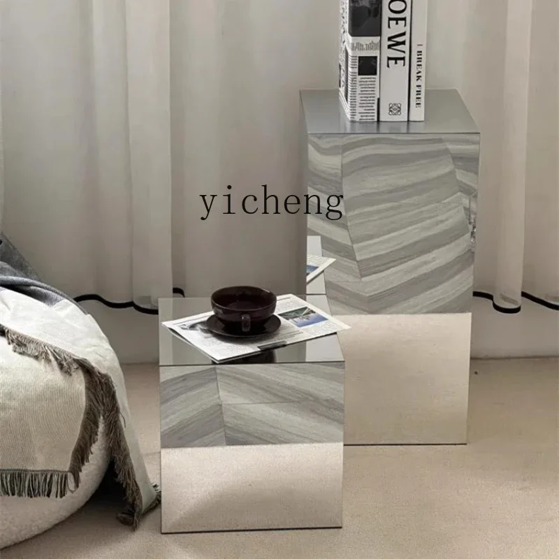 

acrylic mirror square coffee table side table art decoration ornament simple light luxury bedside table